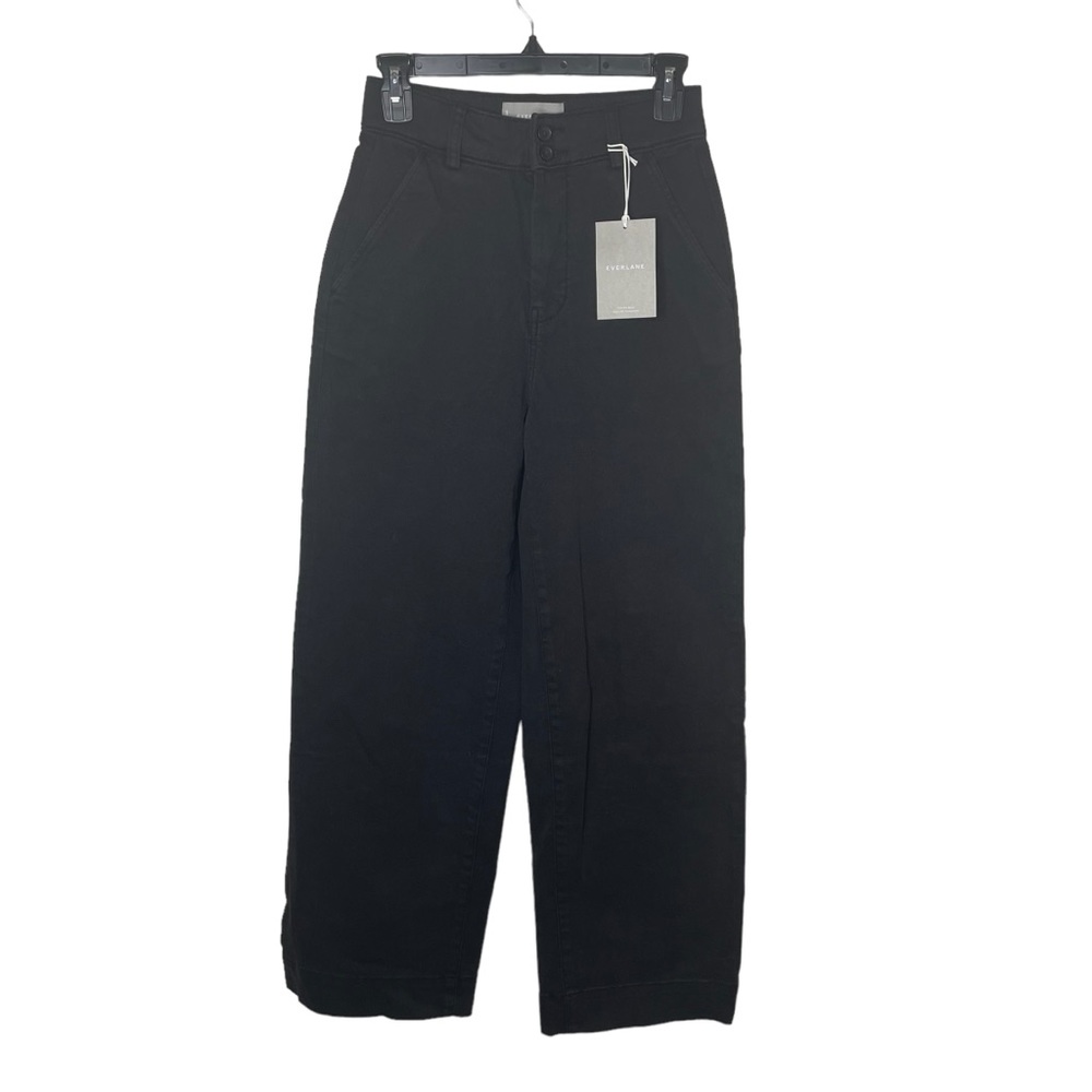 NEW WITH TAGS Everlane Black The Organic Wide-Leg Pant in Size 0 - Picture 3 of 8